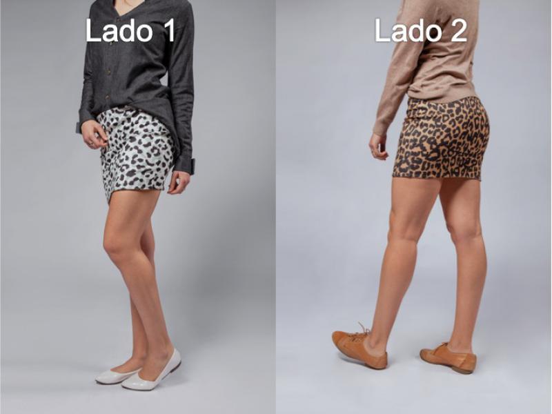 Falda Reversible (doble cara) : lado 1 Leopardo marrón / lado 2 Leopardo blanco