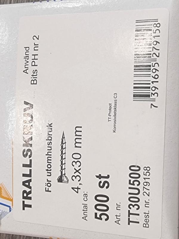 Liquidaciones de stocks de Tornillo 4,3x30mm, uso exterior 1 caja – 20 paquetes (500) cabeza bits PH Nº2 – 10000 tornillos: 85.00€ más el IVA al por mayor