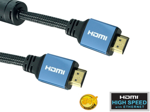 Super Cable HDMI High Speed con ethernet ferrita + nylon + conectores aluminio (M/M)
