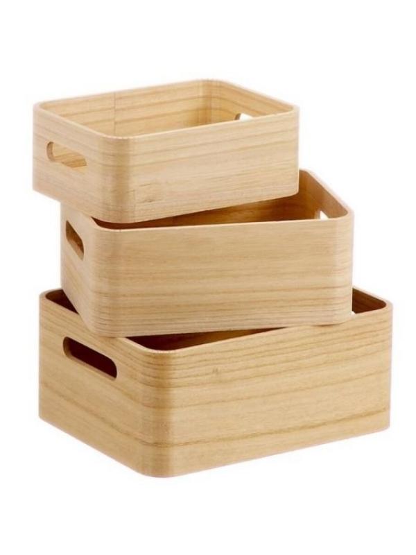 Cajas de almacenaje de madera natural